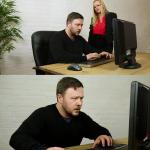 Man with anger issues "Working" meme