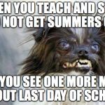 UGLY DOG  | WHEN YOU TEACH AND STILL DO NOT GET SUMMERS OFF; AND YOU SEE ONE MORE MEME ABOUT LAST DAY OF SCHOOL | image tagged in ugly dog | made w/ Imgflip meme maker
