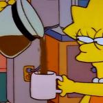 Lisa drinks coffee