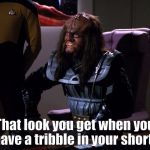 Gowron | That look you get when you have a tribble in your shorts | image tagged in gowron | made w/ Imgflip meme maker