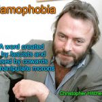 Christopher Hitchens | Islamophobia; A word created 
by fascists and used by cowards to manipulate morons; Christopher Hitchens | image tagged in christopher hitchens | made w/ Imgflip meme maker