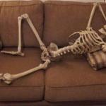 Skeleton on couch