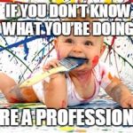 painting | IF YOU DON’T KNOW WHAT YOU’RE DOING; HIRE A PROFESSIONAL | image tagged in painting | made w/ Imgflip meme maker