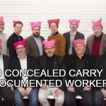 Gun rights for pussies | DEMAND CONCEALED CARRY RIGHTS FOR UNDOCUMENTED WORKERS NOW!!! | image tagged in pussy hat,concealed carry,undocumented workers,illegal immigrants,gun rights for pussies | made w/ Imgflip meme maker
