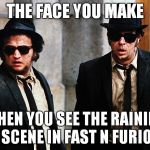 I've always loved the car chase scene in the blues brothers the most, but this fast8 scene takes the cake! | THE FACE YOU MAKE; WHEN YOU SEE THE RAINING CAR SCENE IN FAST N FURIOUS 8 | image tagged in blues brothers wtf | made w/ Imgflip meme maker