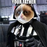 Dearth Vader grumpy cat | LUKE, I AM YOUR FATHER; YOU DISAPPOINT ME | image tagged in dearth vader grumpy cat | made w/ Imgflip meme maker