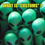 If we keep up this behavior we will be alone | WHAT IS "CUSTOMS" ? | image tagged in aliens traffic jam | made w/ Imgflip meme maker