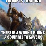 Wookie riding a squirrel killing nazis. Your argument is invalid | I JUST HOPE WHEN TRUMP IS THROUGH; THERE IS A WOOKIE RIDING A SQUIRREL TO SAVE US | image tagged in wookie riding a squirrel killing nazis your argument is invalid | made w/ Imgflip meme maker