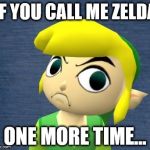 Wind Waker Link | IF YOU CALL ME ZELDA; ONE MORE TIME... | image tagged in wind waker link | made w/ Imgflip meme maker