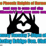 SilhouetteHeartShapedHands | The Phoenix Knights of Harmony; want  men  to  come  and  sing "Silhouette's" and  many  more  songs; every Tuesday 7-30pm at; Astley Bridge Con. Club | image tagged in silhouetteheartshapedhands | made w/ Imgflip meme maker