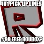 Roblox poo stuff | 101 PICK UP LINES; #99 FREE ROUBOX? | image tagged in roblox poo stuff | made w/ Imgflip meme maker