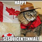 Canada Cat | HAPPY; SESQUICENTENNIAL! | image tagged in canada cat | made w/ Imgflip meme maker