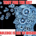 Knowledge  | THOT FOR THE DAY; NAULEDGE IS KEE TO WISDUM | image tagged in knowledge,brain,head,logic | made w/ Imgflip meme maker