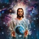 Jesus holding Earth in his hands