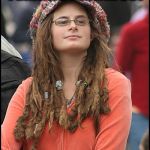 hippie girl big | CONFIDENT IN THE FEMINIST MINDSET WORRIED YOU'LL NOTICE HIS FIVE O'CLOCK SHADOW | image tagged in hippie girl big | made w/ Imgflip meme maker