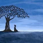 Buddha bodhi tree blue