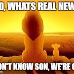 simba and dad | DAD, WHATS REAL NEWS? I DON'T KNOW SON, WE'RE CNN | image tagged in simba and dad | made w/ Imgflip meme maker