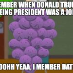 member berries | MEMBER WHEN DONALD TRUMP BEING PRESIDENT WAS A JOKE; OOHH YEAA, I MEMBER DAT! | image tagged in member berries | made w/ Imgflip meme maker