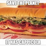 Sandwich | SAVE THE PLANET; IT HAS CAPPICOLA | image tagged in sandwich | made w/ Imgflip meme maker