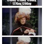 Carnac the Magnificent | 124Guy, 125Guy, 126Guy, 127Guy, 128Guy; What are the next 5 account names of 123Guy? | image tagged in carnac the magnificent,memes,123guy,123troll | made w/ Imgflip meme maker