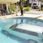 Car in swimming pool meme