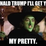 Wicked Witch of the West | DONALD TRUMP I'LL GET YOU; MY PRETTY. | image tagged in wicked witch of the west | made w/ Imgflip meme maker