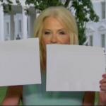 Kellyanne Conway and blank papers