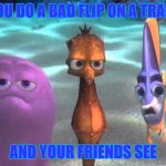 Pity Finding Nemo | WHEN YOU DO A BAD FLIP ON A TRAMPOLINE; AND YOUR FRIENDS SEE | image tagged in pity finding nemo | made w/ Imgflip meme maker