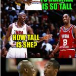 MJ and Kobe | YO MAMMA IS SO TALL; HOW TALL IS SHE? SHE TRIPPED IN MICHIGAN AND HIT HER HEAD IN FLORIDA | image tagged in mj and kobe | made w/ Imgflip meme maker