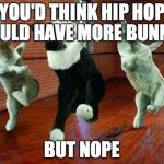Dancing Bunnies | YOU'D THINK HIP HOP WOULD HAVE MORE BUNNIES; BUT NOPE | image tagged in dancing bunnies | made w/ Imgflip meme maker