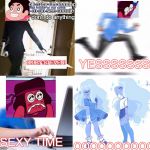 If steven was gone and sapphires at her room and rubys alone she be like.... | ok ruby I'm leaving to go see connie don't do anything; YESSSSSSS; OK BY STEVEN! OOOOOOOOOO; SEXY TIME | image tagged in ok bye mom,ruby,steven universe,sapphire,shitposting,ruby su | made w/ Imgflip meme maker