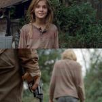 Walking Dead Lizzie | TODAY IS THE FIRST DAY OF THE REST OF MY LIFE! JUST KEEP STARING AT THE FLOWERS | image tagged in walking dead lizzie | made w/ Imgflip meme maker