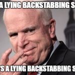 McCain snitch | ONCE A LYING BACKSTABBING SNITCH; ALWAYS A LYING BACKSTABBING SNITCH | image tagged in mccain snitch | made w/ Imgflip meme maker