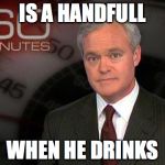 60 minutes | IS A HANDFULL; WHEN HE DRINKS | image tagged in 60 minutes,memes | made w/ Imgflip meme maker