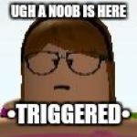 Roblox Funny Face | UGH A NOOB IS HERE; •TRIGGERED• | image tagged in roblox funny face | made w/ Imgflip meme maker