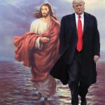 Jesus and Trump Walk on Water meme
