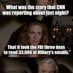 Airplane What Is It? | What was the story that CNN was reporting about last night? That it took the FBI three days to read 33,000 of Hillary's emails. Yes,  yes I remember. Fake news. | image tagged in airplane what is it | made w/ Imgflip meme maker