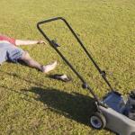 Mowing a lawn in the summer when you don't water it