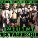 Dwarfs | I'M JUST LIKE ALL THE OTHER ASTRONOMERS; I CAN'T FIND ANY BLACK DWARVES EITHER | image tagged in dwarfs | made w/ Imgflip meme maker