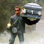 Arnold with casket