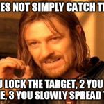 Headhunter | ONE DOES NOT SIMPLY CATCH THE MAN 1 YOU LOCK THE TARGET, 2 YOU BAIT THE LINE, 3 YOU SLOWLY SPREAD THE NET | image tagged in memes,one does not simply,front 242,headhunter,industrial,goth | made w/ Imgflip meme maker