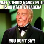 The Wizard of Oz | WHAT'S THAT? NANCY PELOSI IS AN ASTUTE LEADER? YOU DON'T SAY! | image tagged in the wizard of oz | made w/ Imgflip meme maker
