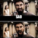 Sparta | I LKIE SAO; SAO; OK I UNDERSTAND; I LL SEND YOU TO IT | image tagged in sparta | made w/ Imgflip meme maker