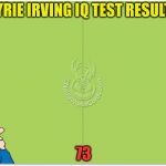 Blank IQ Test | KYRIE IRVING IQ TEST RESULTS; 73 | image tagged in blank iq test | made w/ Imgflip meme maker