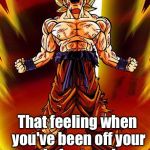 dragonball-battle-cry | That feeling when you've been off your meds for two days | image tagged in dragonball-battle-cry | made w/ Imgflip meme maker