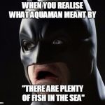 Shocked Batman | WHEN YOU REALISE WHAT AQUAMAN MEANT BY; "THERE ARE PLENTY OF FISH IN THE SEA" | image tagged in shocked batman,aquaman,dc,batman,relationships,best friends | made w/ Imgflip meme maker