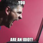 Yelling | YOU; ARE AN IDIOT! | image tagged in yelling | made w/ Imgflip meme maker