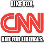 CNNs' new slogan. | LIKE FOX, BUT FOR LIBERALS. | image tagged in cnn,funny,fox news,conservative,liberals | made w/ Imgflip meme maker