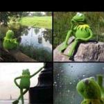 Kermit thinking collage meme
