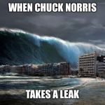 Tsunami Wave | WHEN CHUCK NORRIS; TAKES A LEAK | image tagged in tsunami wave,chuck norris | made w/ Imgflip meme maker
